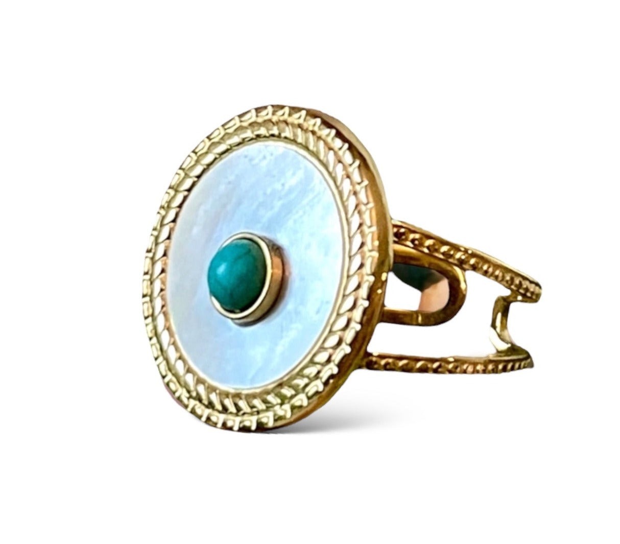 18k Gold Plated Turquoise Circle Ring