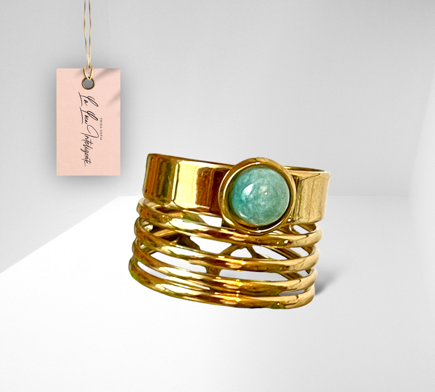 18k Golden Turquoise Band Ring